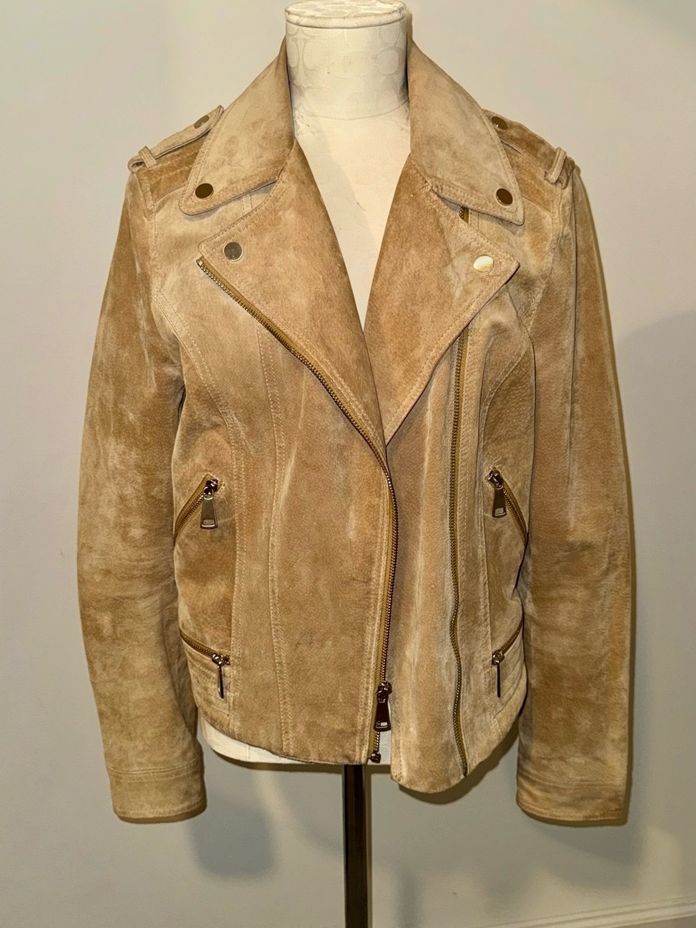 Express Beige Suede Moto Jacket